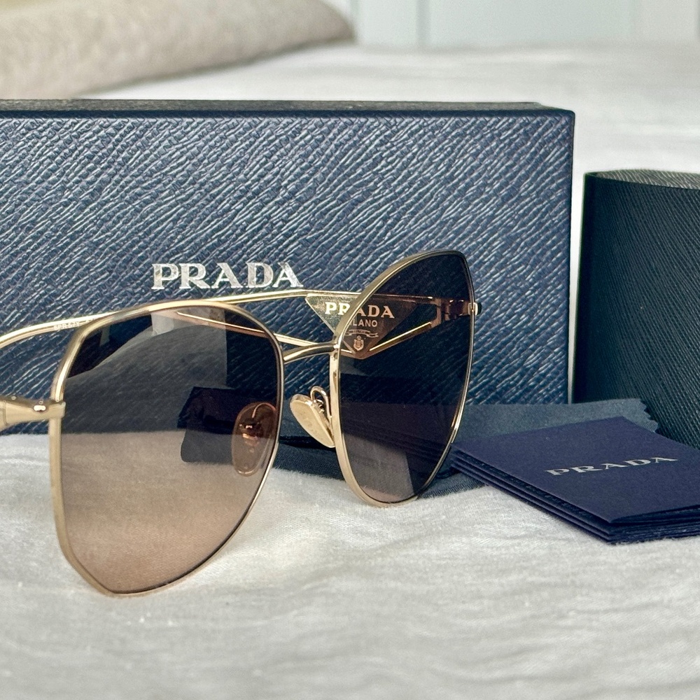 Prada Triangle Logo Round Metal Sunglasses
